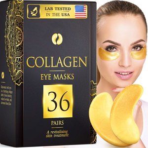 Freedom Goods Collagen Eye Masks 36 Pairs 24K Gold Under Eye Patches Anti-Aging